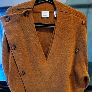 BurberryMen's Brown Double-breasted V-neck Pullover